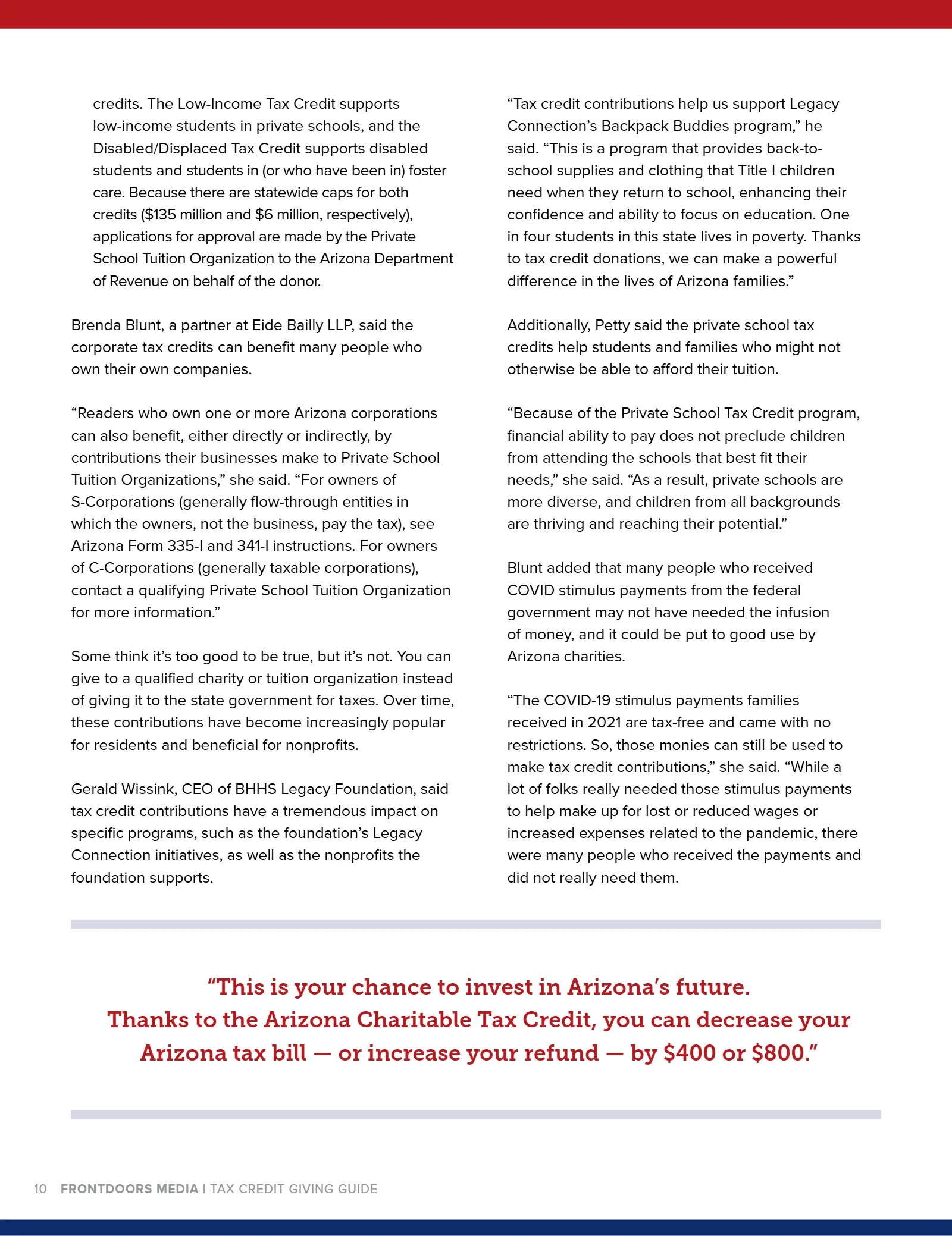 Arizona Tax Credit Guide 2021-22 — Maricopa County Edition, page 10