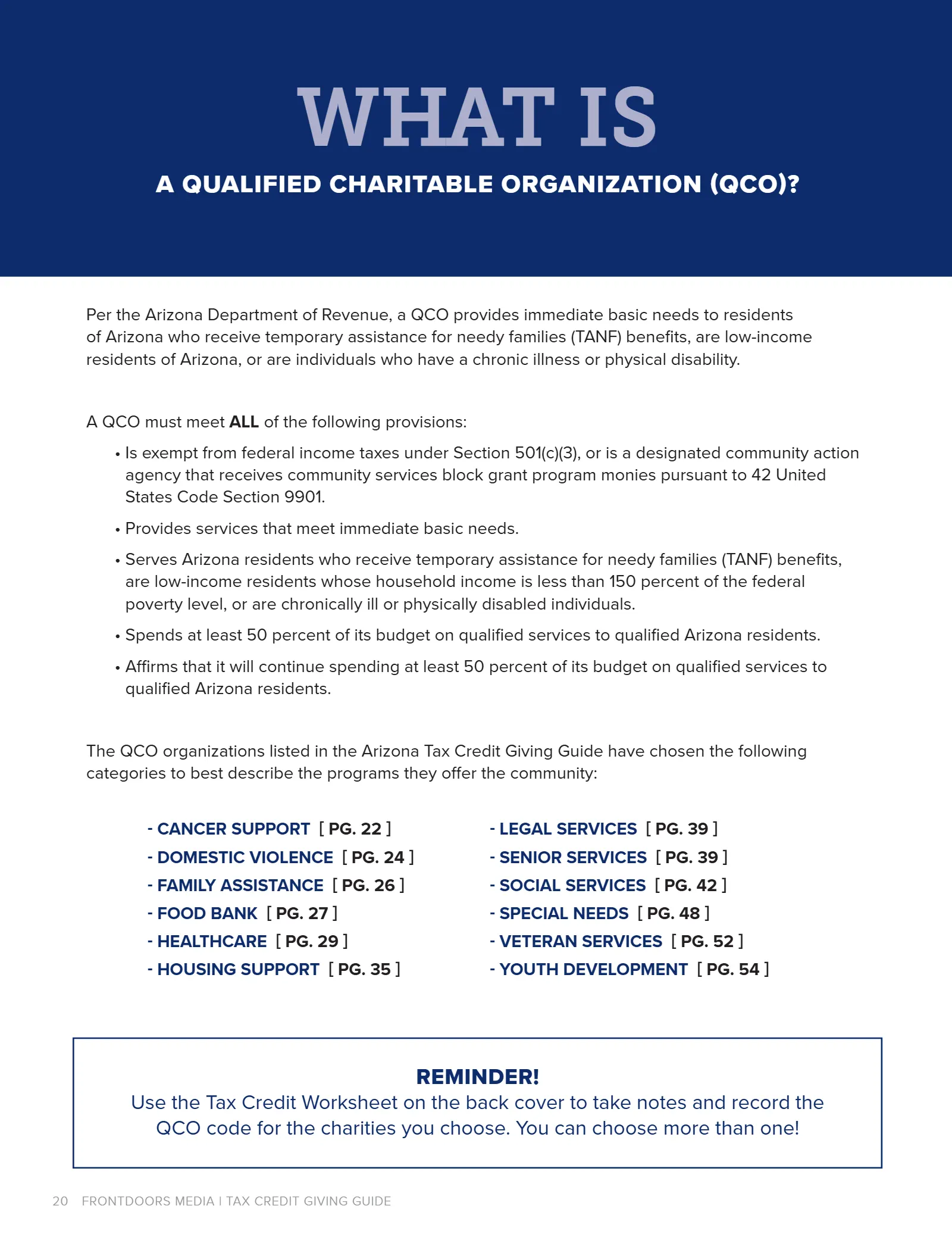 Arizona Tax Credit Guide 2025-26 — Maricopa County Edition, page 20