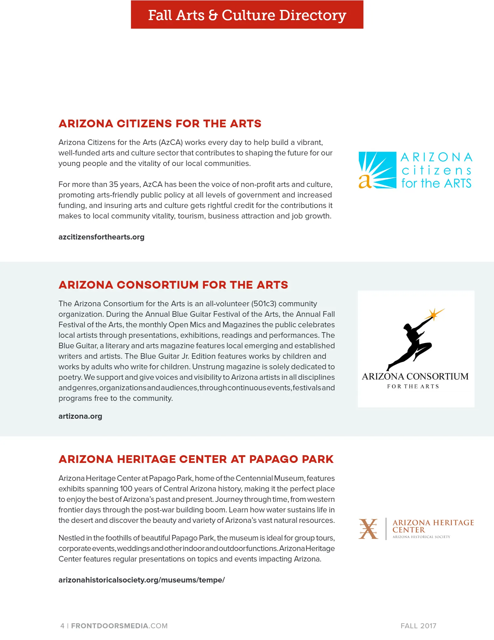 2017 Fall Arts & Culture Directory, page 4