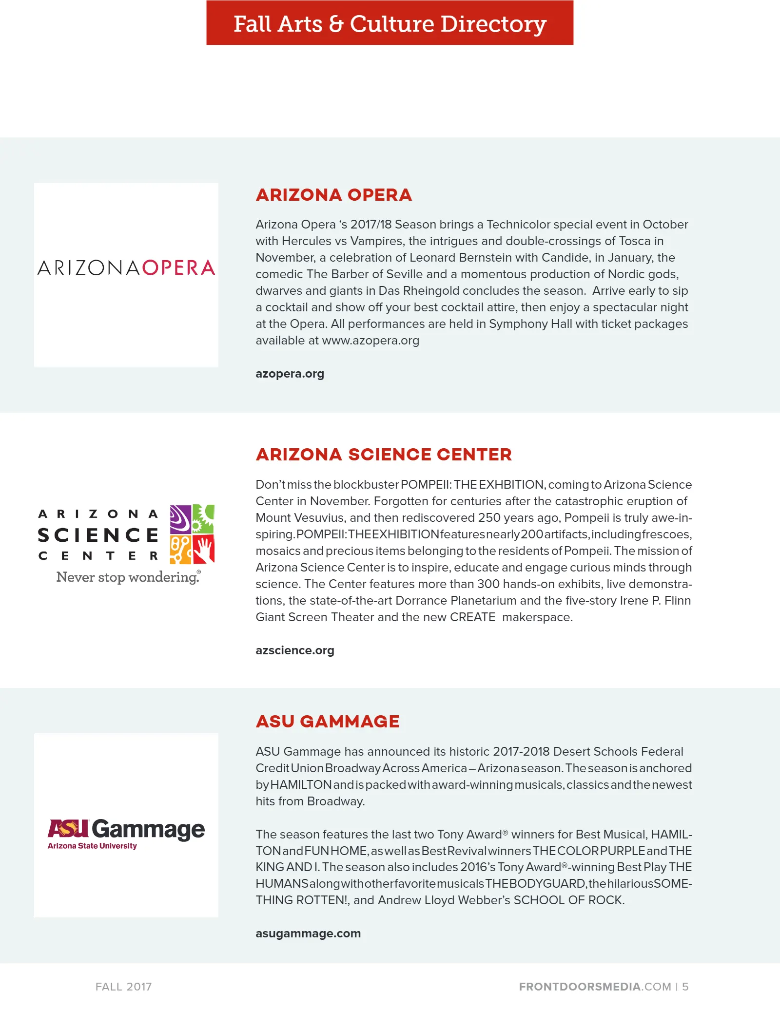 2017 Fall Arts & Culture Directory, page 5