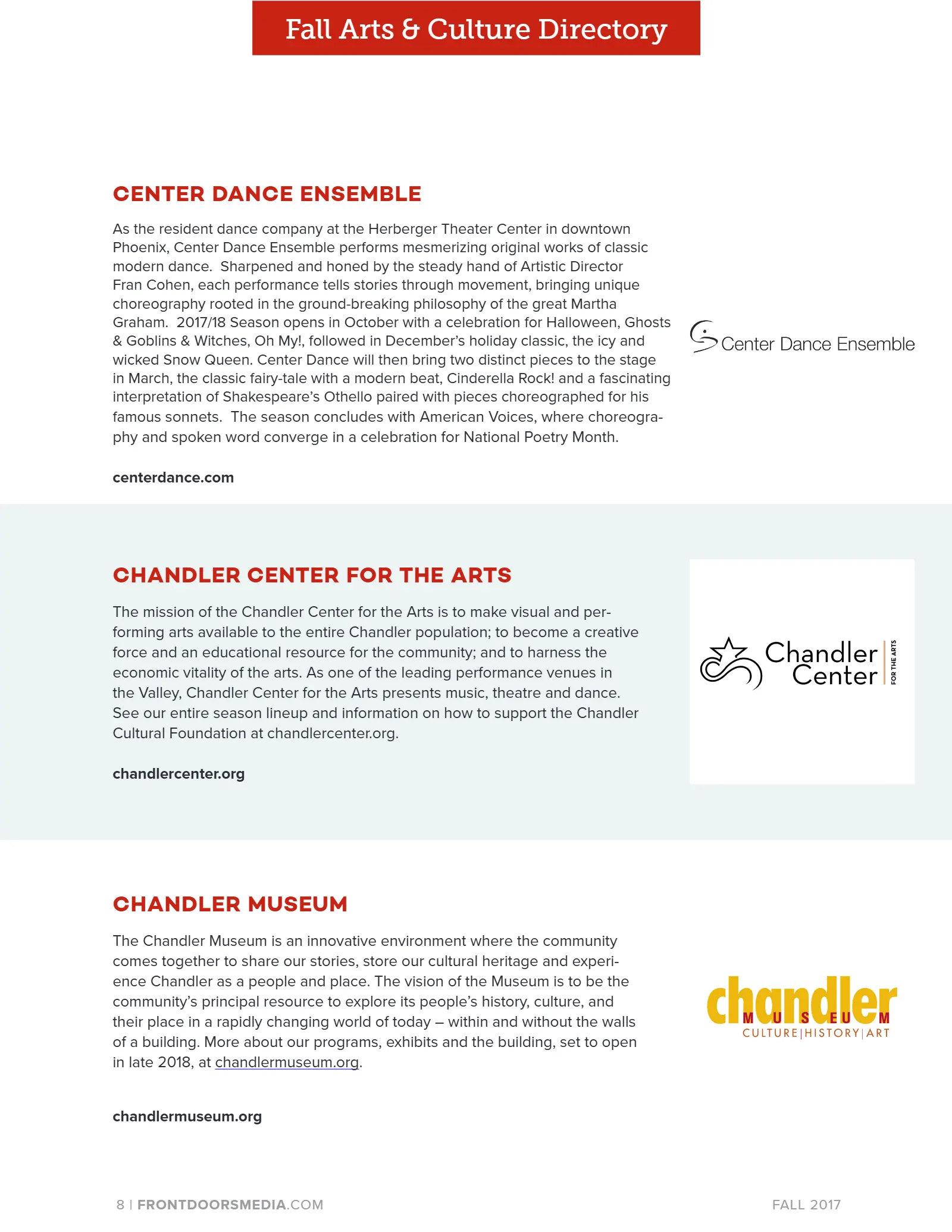 2017 Fall Arts & Culture Directory, page 8
