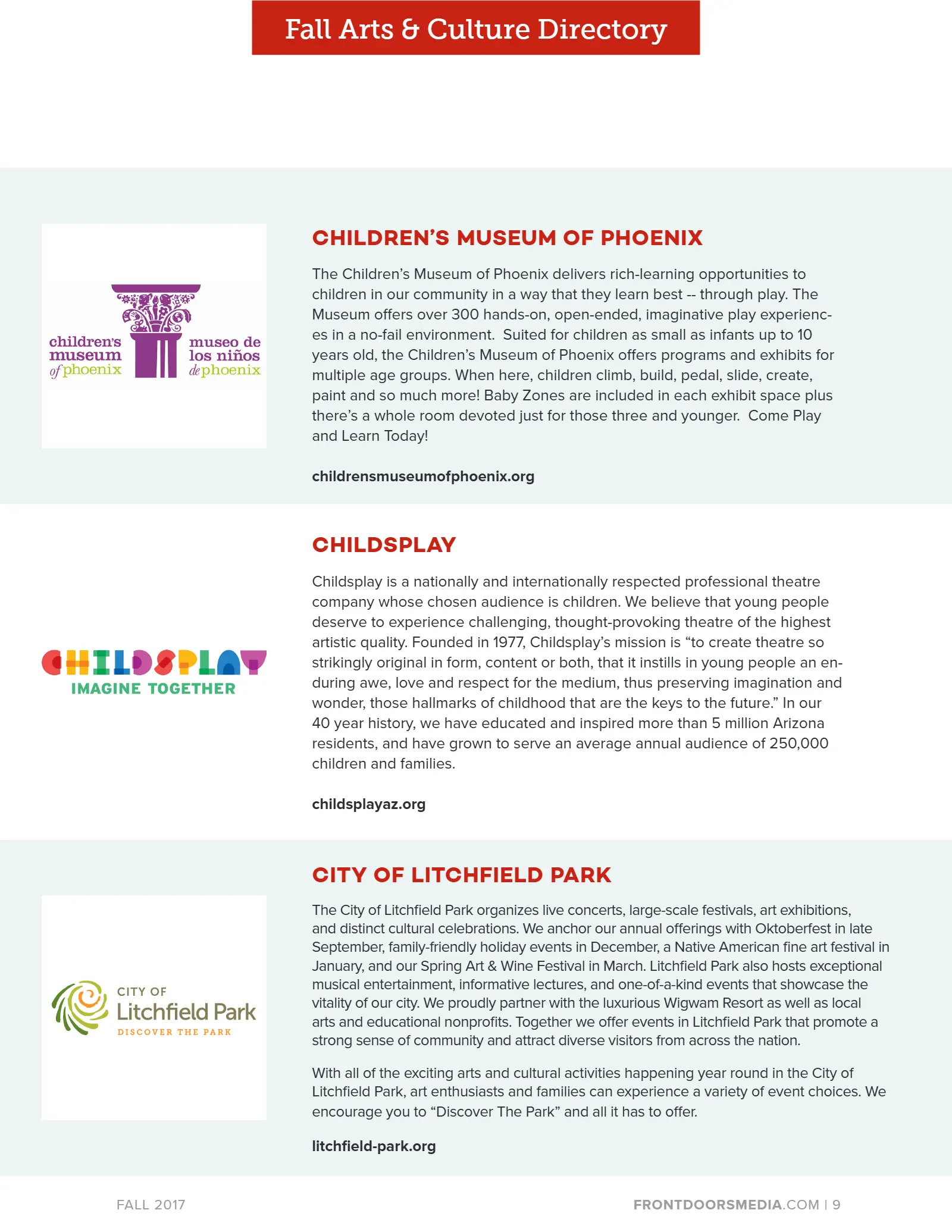 2017 Fall Arts & Culture Directory, page 9