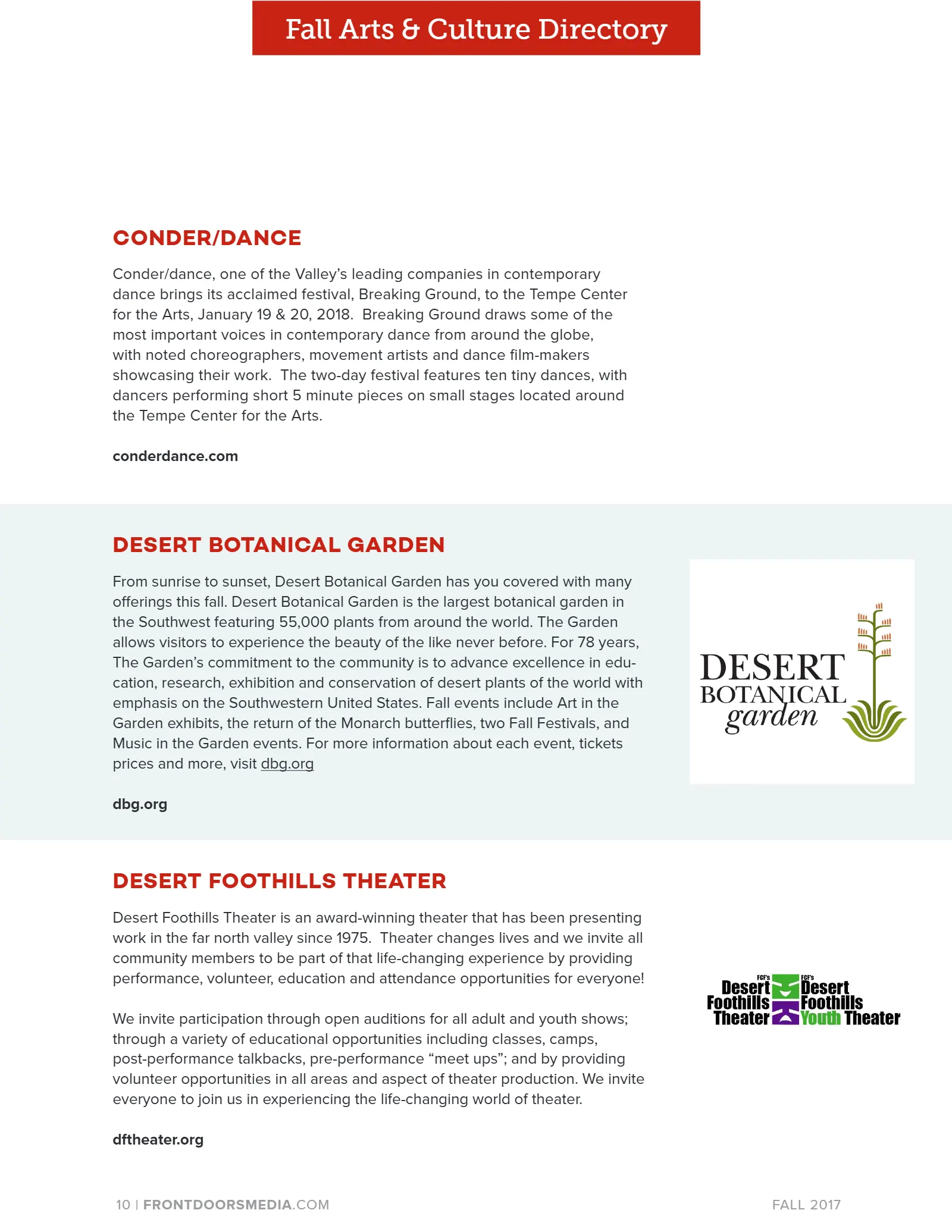 2017 Fall Arts & Culture Directory, page 10