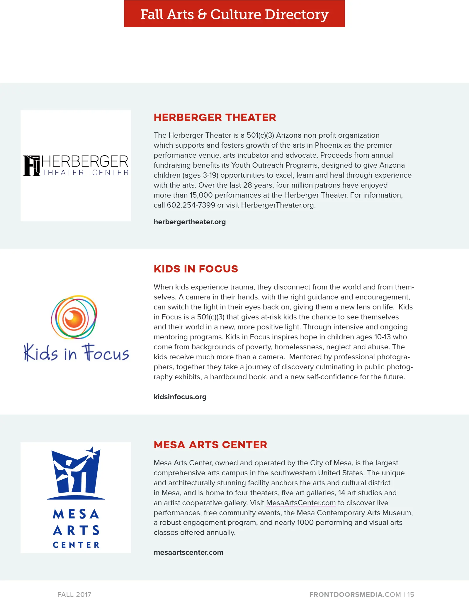 2017 Fall Arts & Culture Directory, page 15