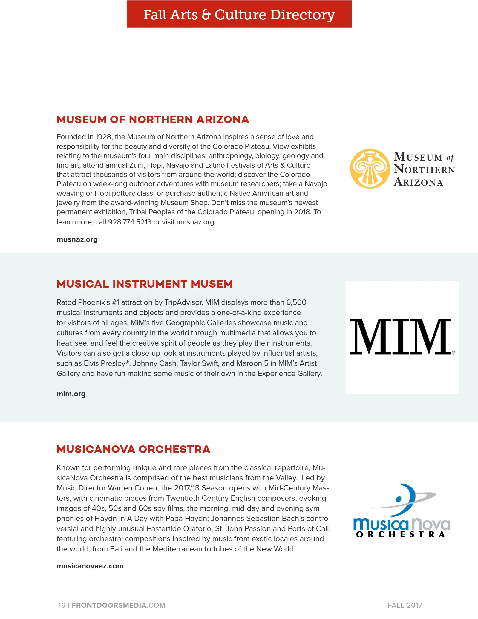 2017 Fall Arts & Culture Directory, page 16