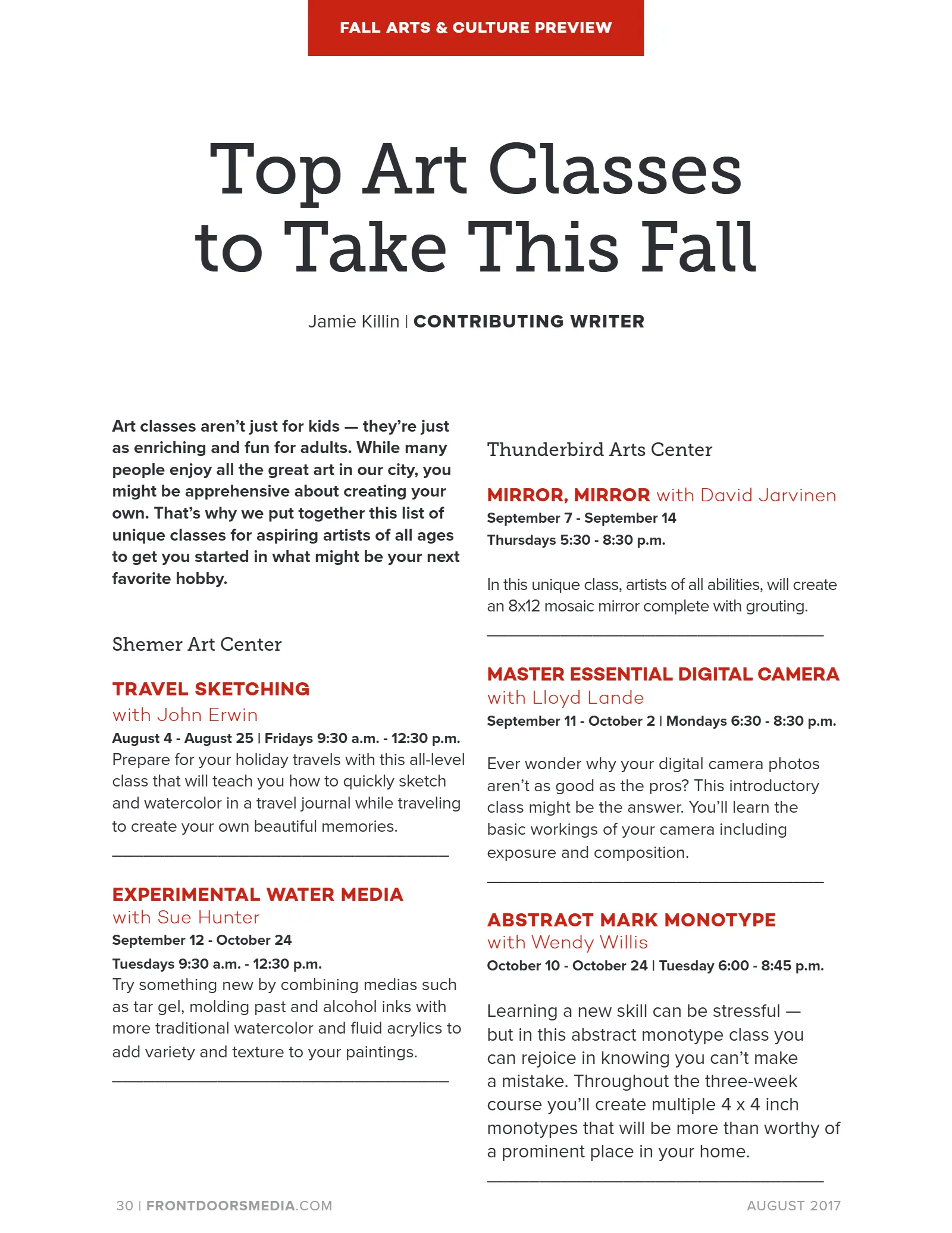 2017 Fall Arts & Culture Directory, page 30