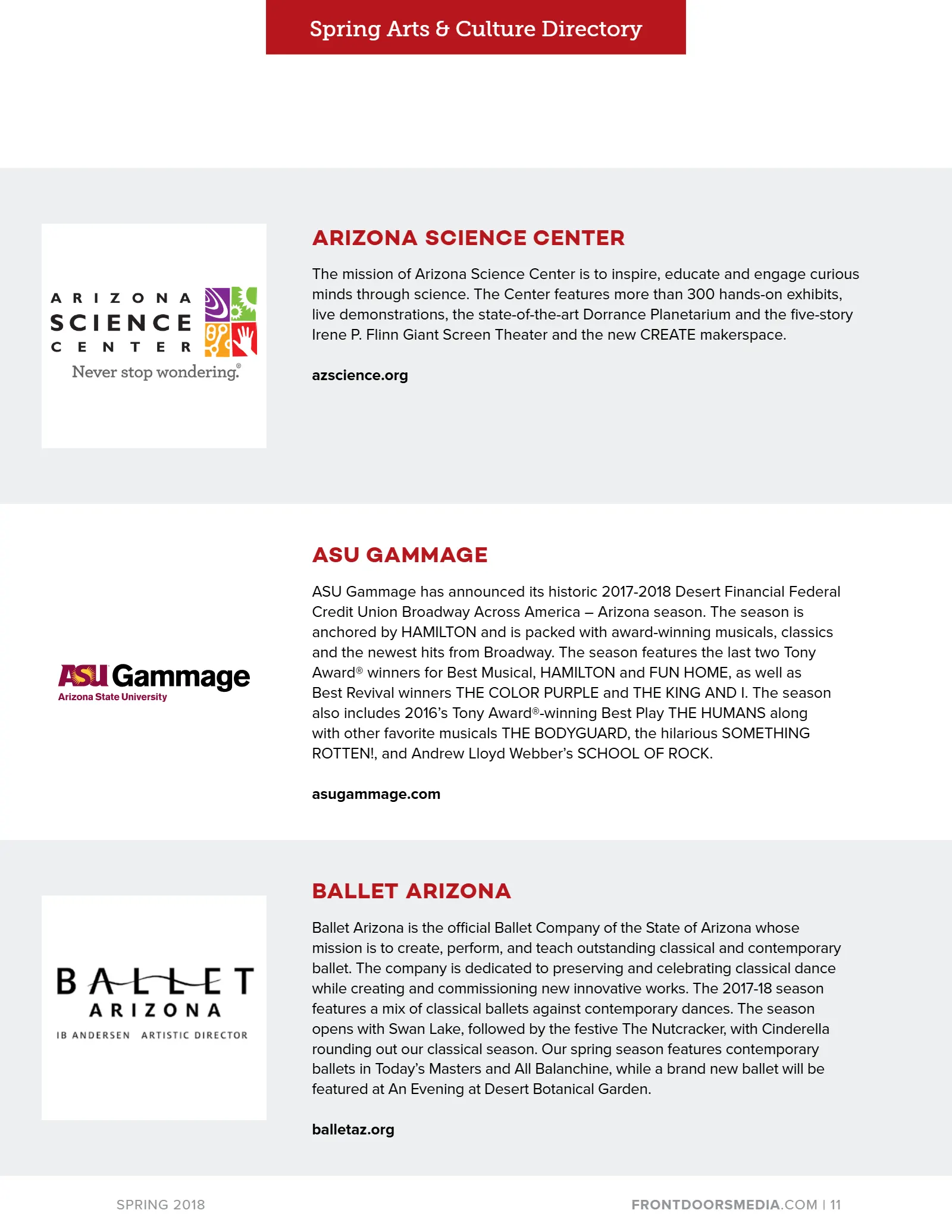 2018 Spring Arts & Culture Directory, page 11