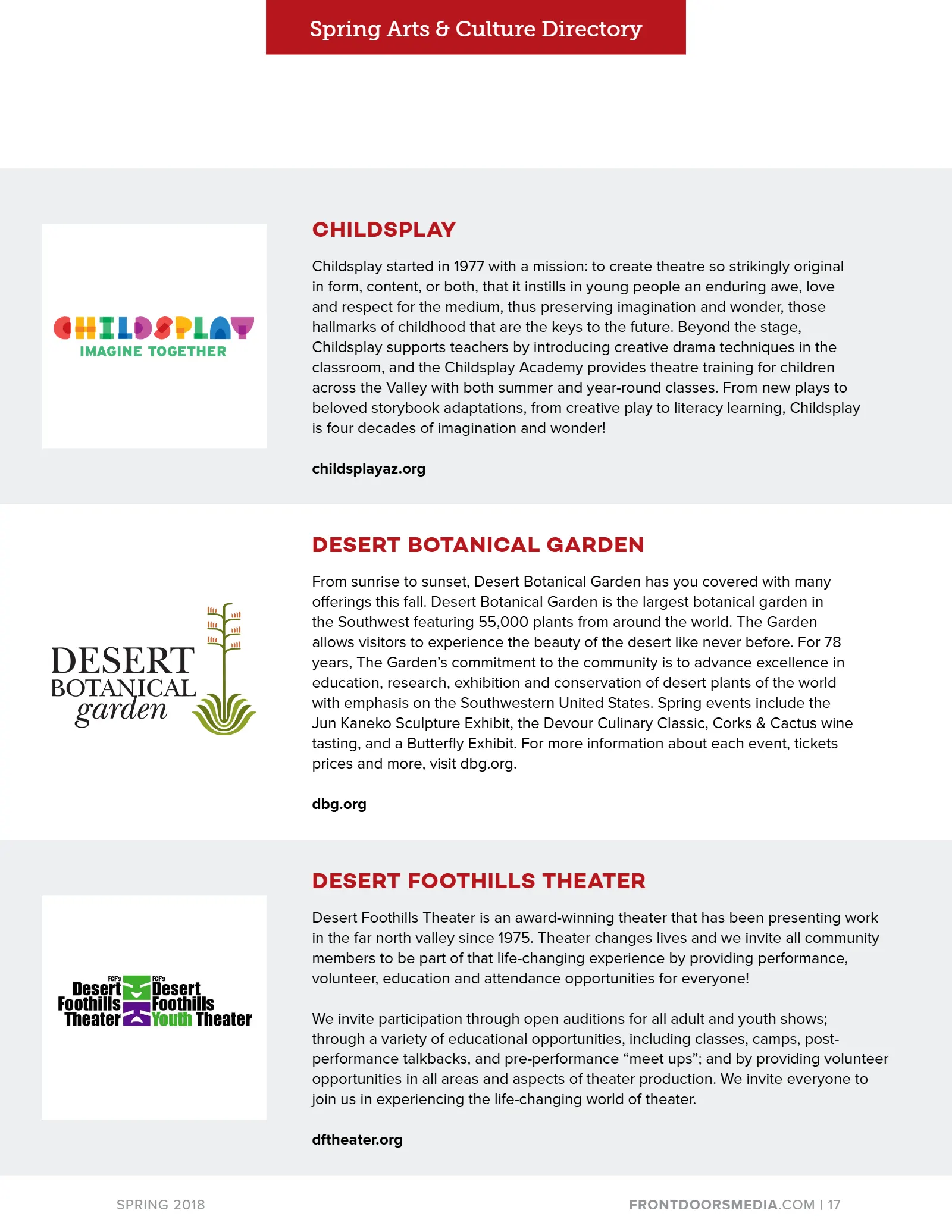 2018 Spring Arts & Culture Directory, page 17