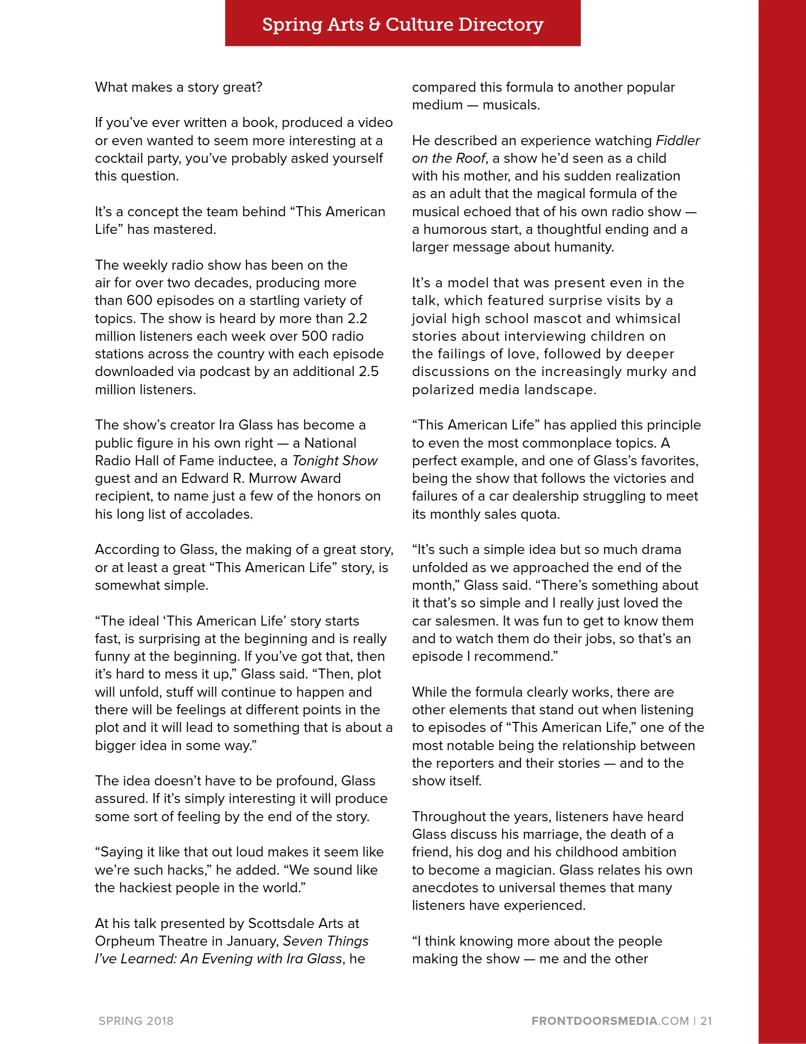 2018 Spring Arts & Culture Directory, page 21