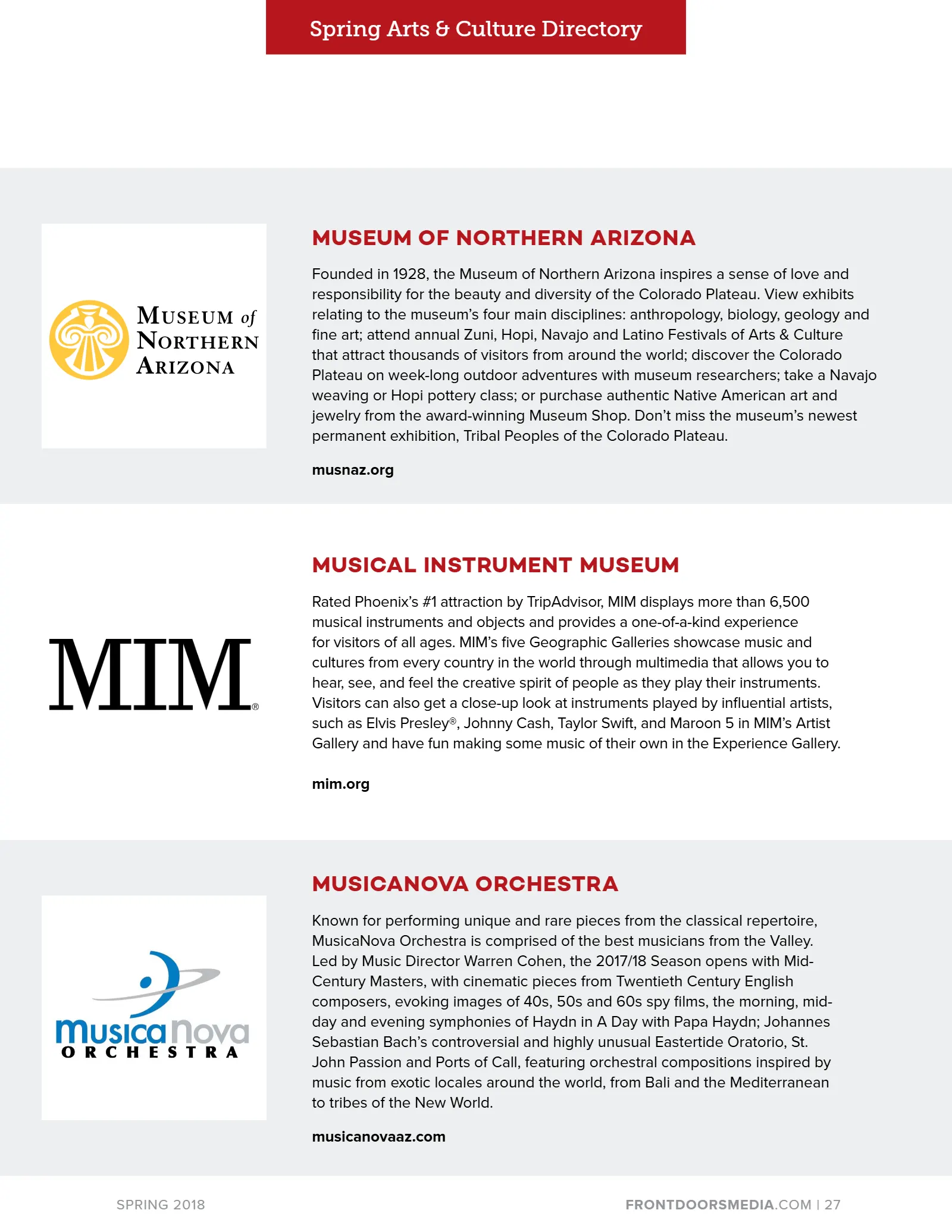 2018 Spring Arts & Culture Directory, page 27