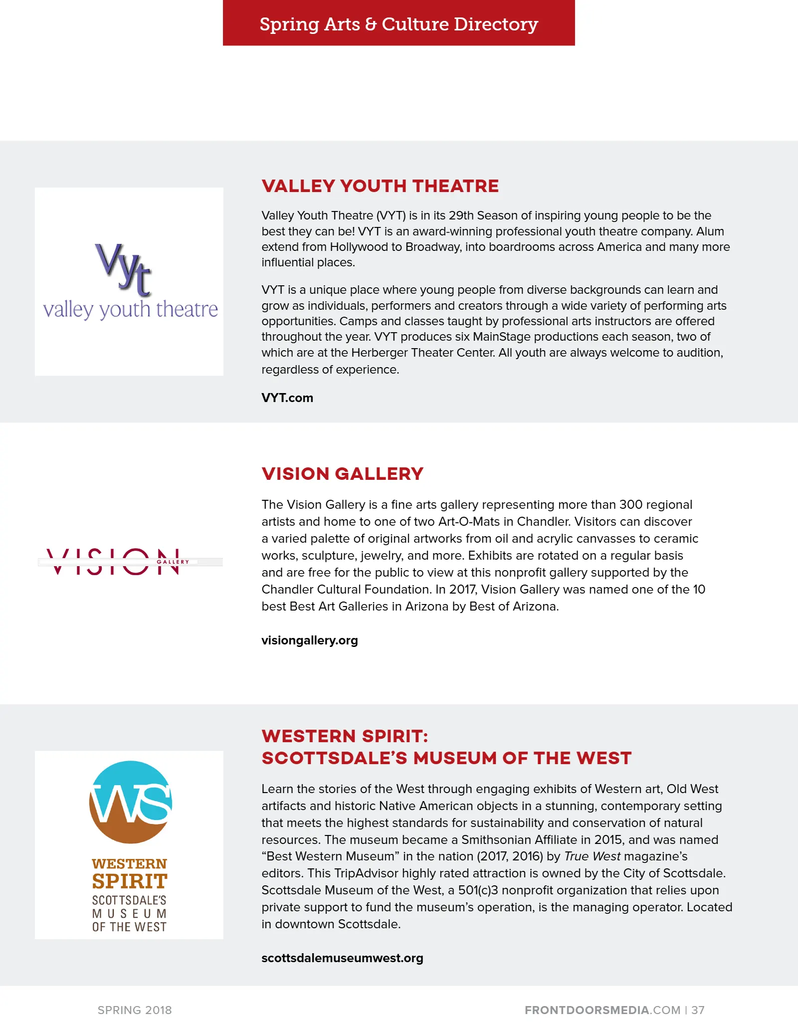 2018 Spring Arts & Culture Directory, page 37