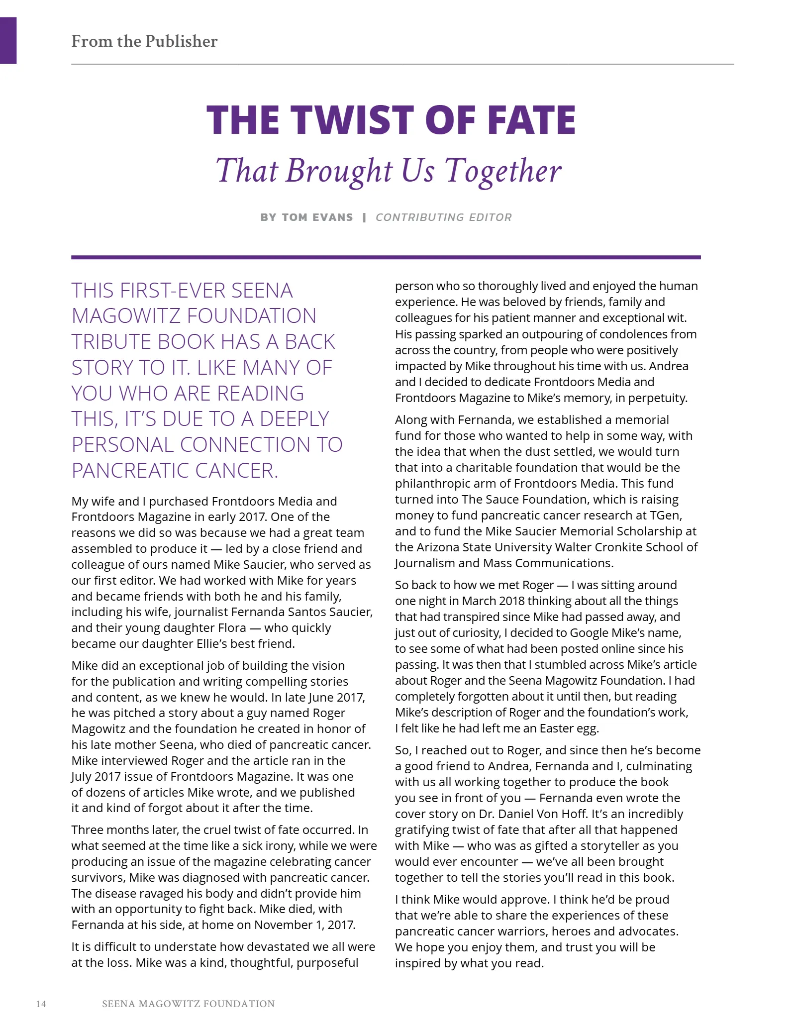 Seena Magowitz Foundation - Honoring Impact, page 14