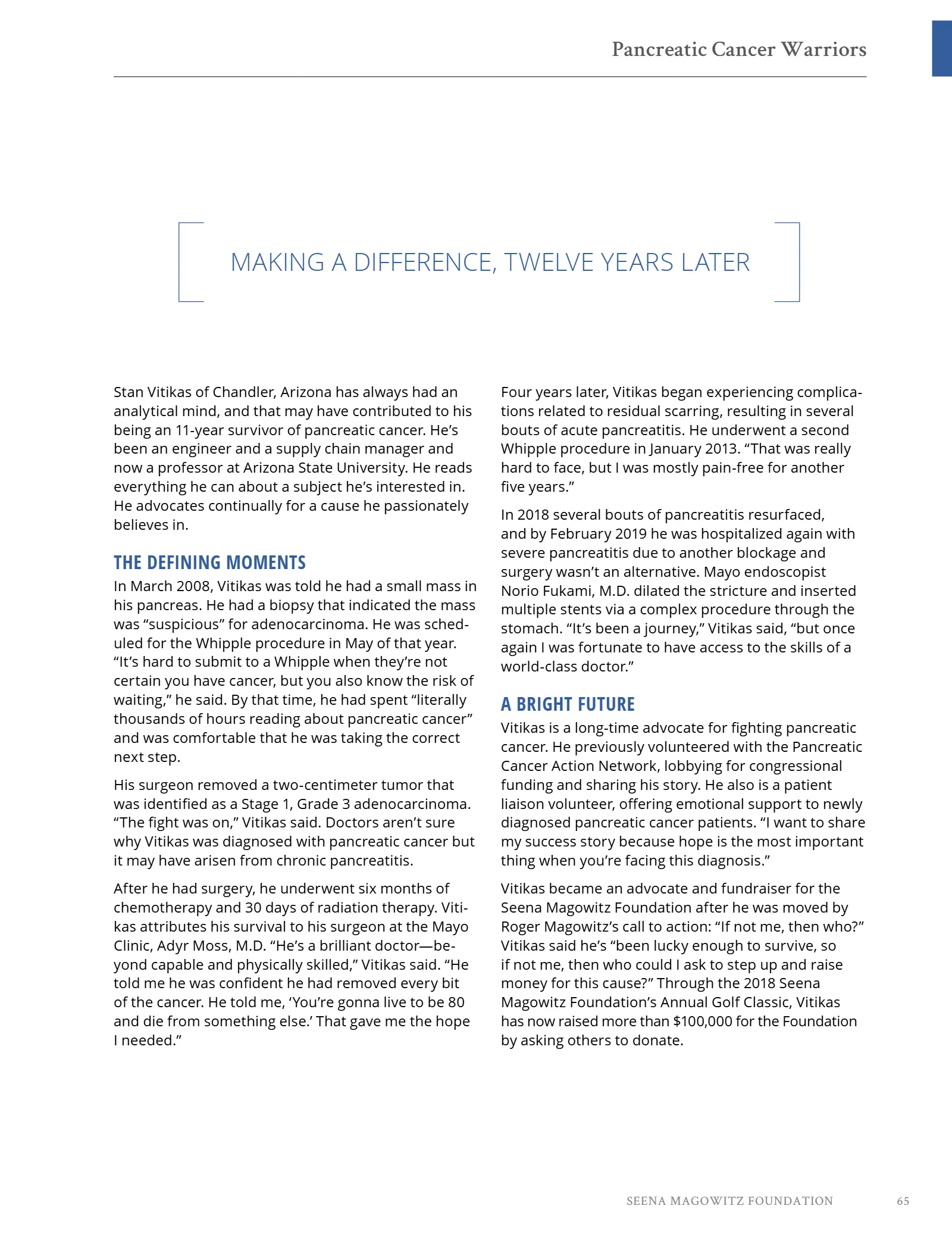 Seena Magowitz Foundation - Honoring Impact, page 65