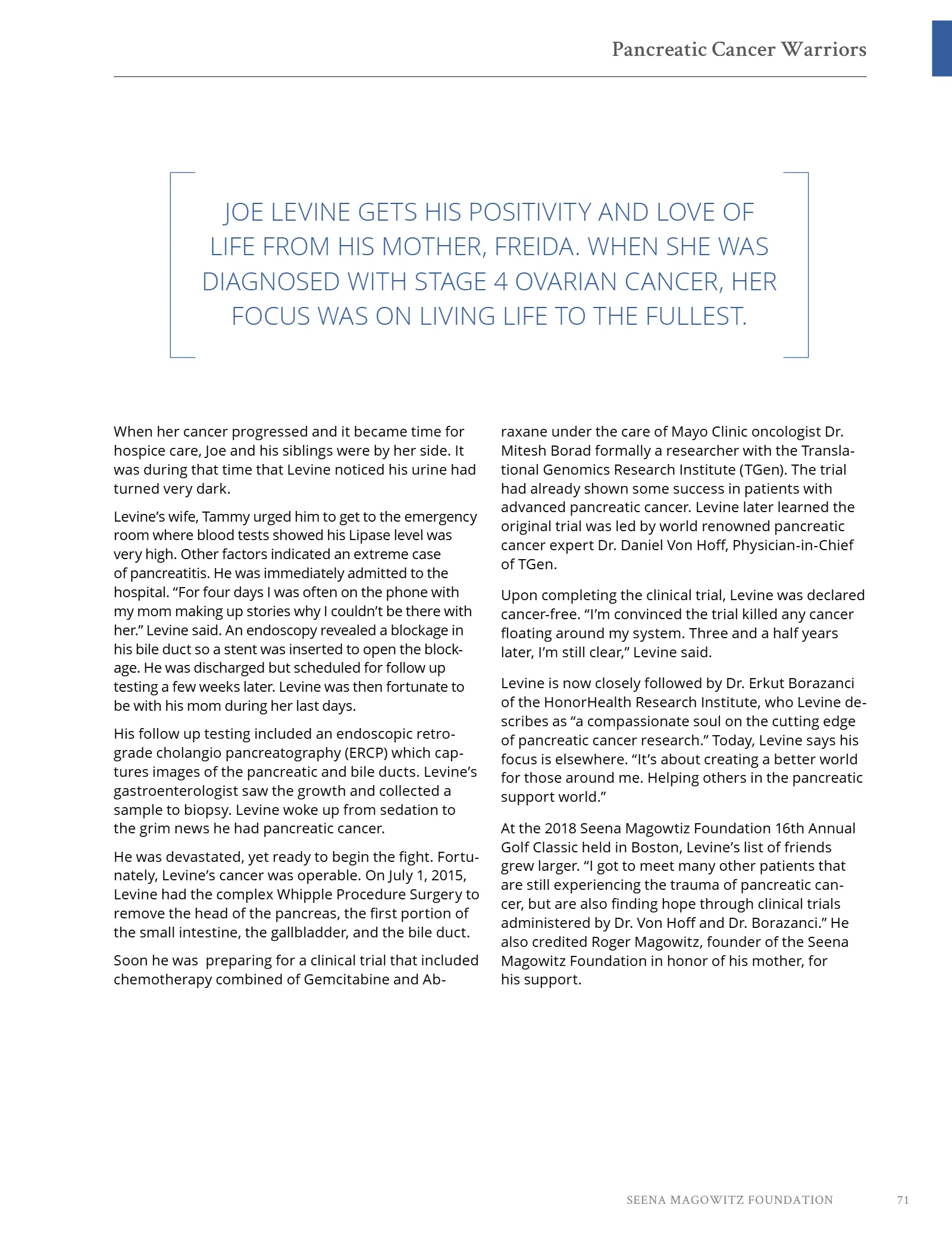 Seena Magowitz Foundation - Honoring Impact, page 71