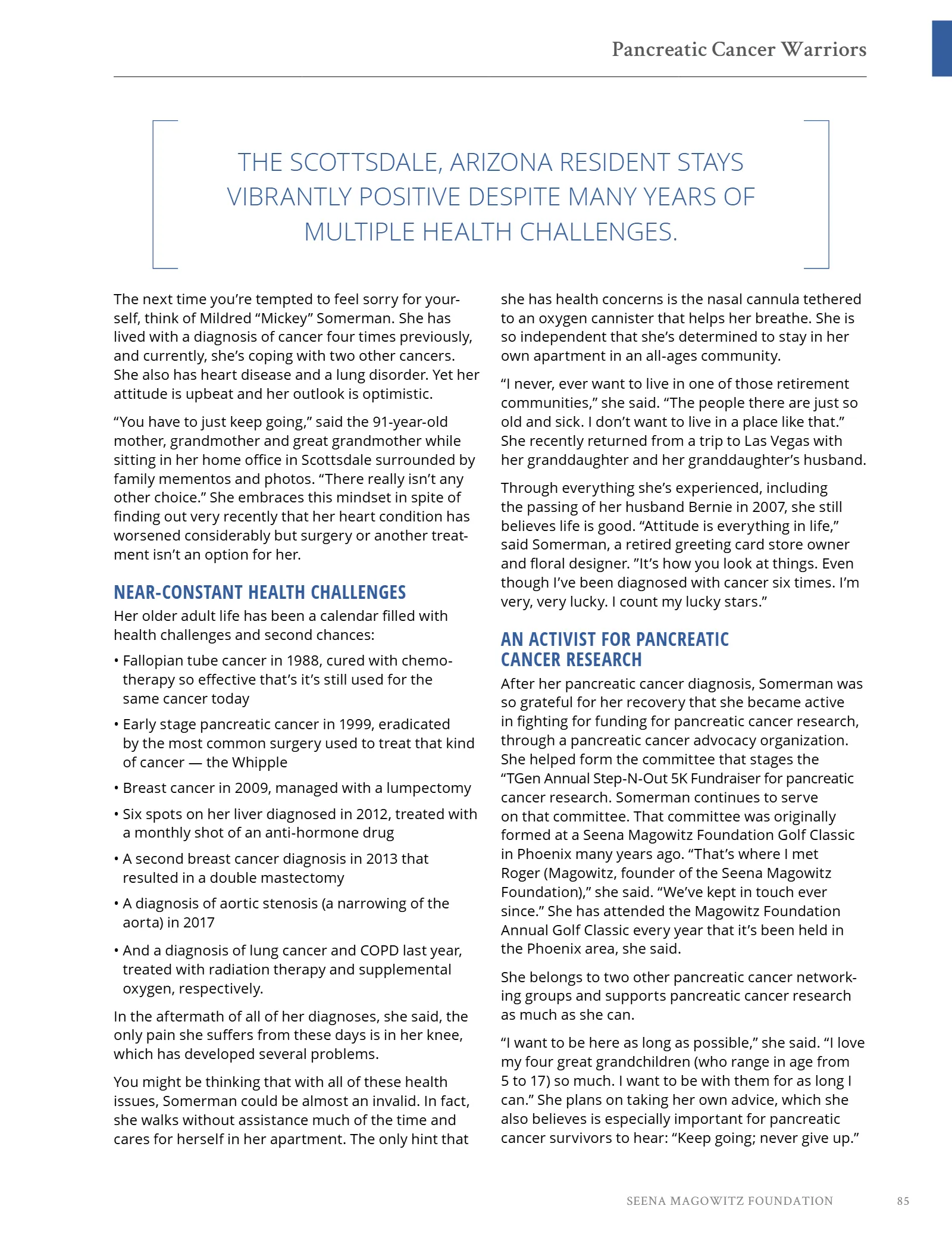 Seena Magowitz Foundation - Honoring Impact, page 85
