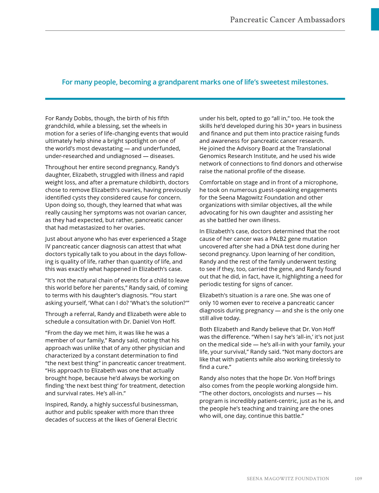 Seena Magowitz Foundation - Honoring Impact, page 109